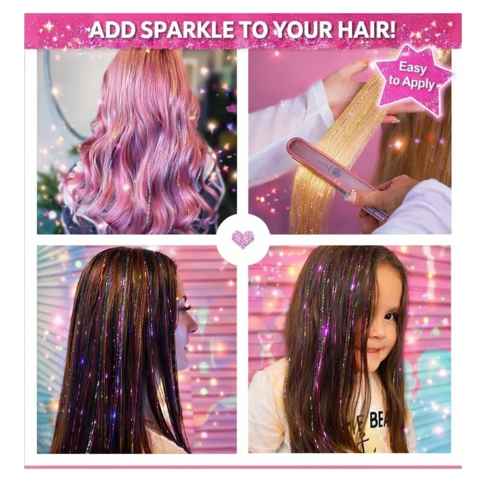 Metallic Tinsel Hair Extensions Strands - Multy Color